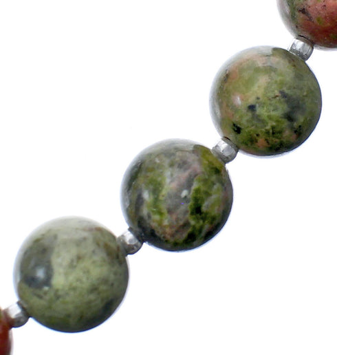 Sterling Silver Unakite Bead Necklace KX121086